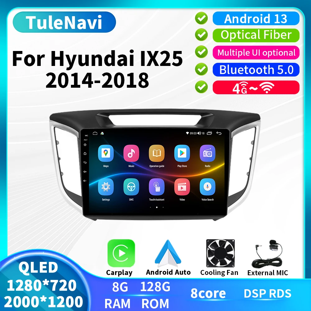 4G LTE Android Auto For Hyundai Creta iX25 2014 2015 2016 2017 2018 Multimedia Stereo Car DVD Player Navigation GPS BT Radio