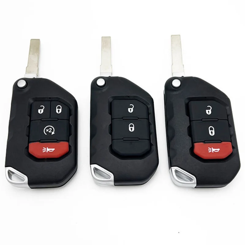 2/3/4 Buttons Flip Folding Remote Car Key Fob Shell For Jeep Wrangler Rubicon Sahara SIP22 Blade