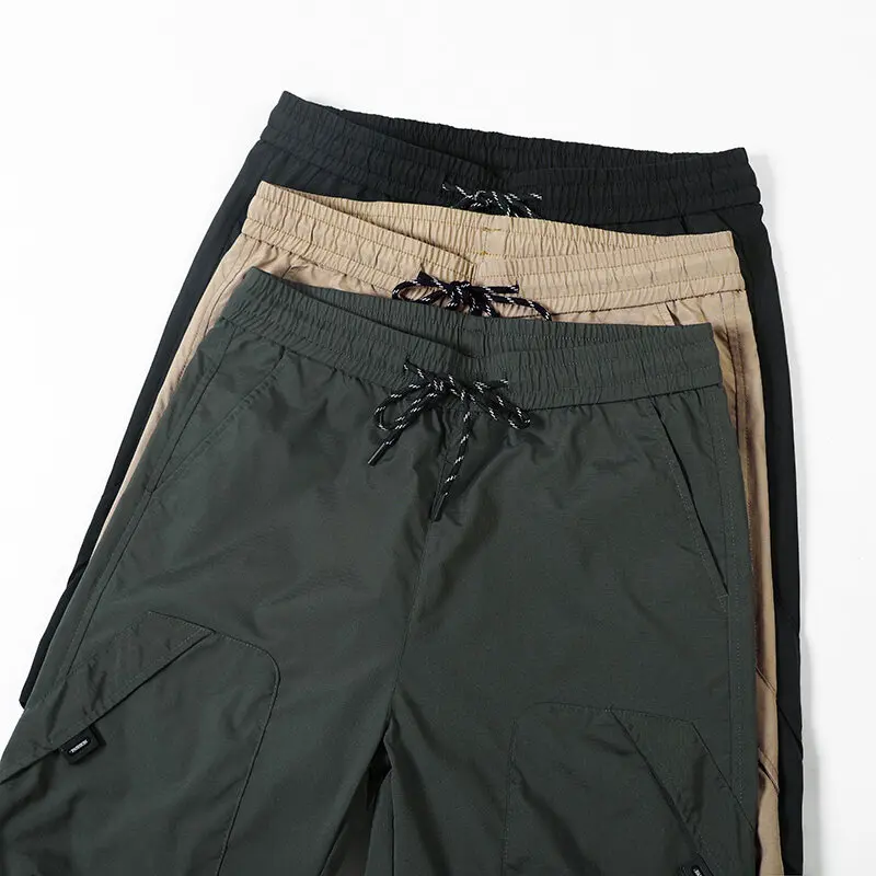 Pantalon Cargo ample à jambe droite pour hommes, Style militaire Vintage, vêtements de travail fonctionnels à taille élastique avec plis 3D, M-5XL