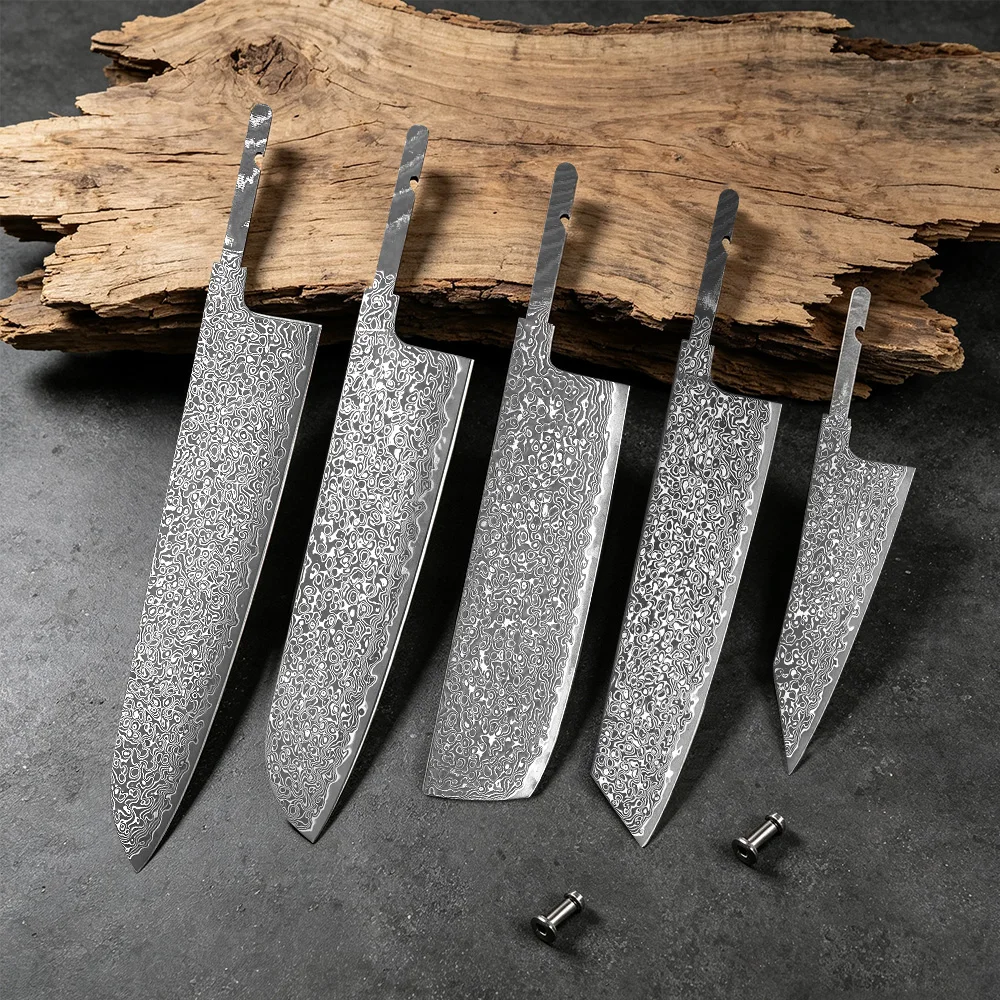 TURWHO 1-5 SZT. Noże Szefa Kuchni DIY Kiritsuke Nakiri, Surowe Ostrza ze Stali Damasceńskiej VG10, Półfabrykaty Noży