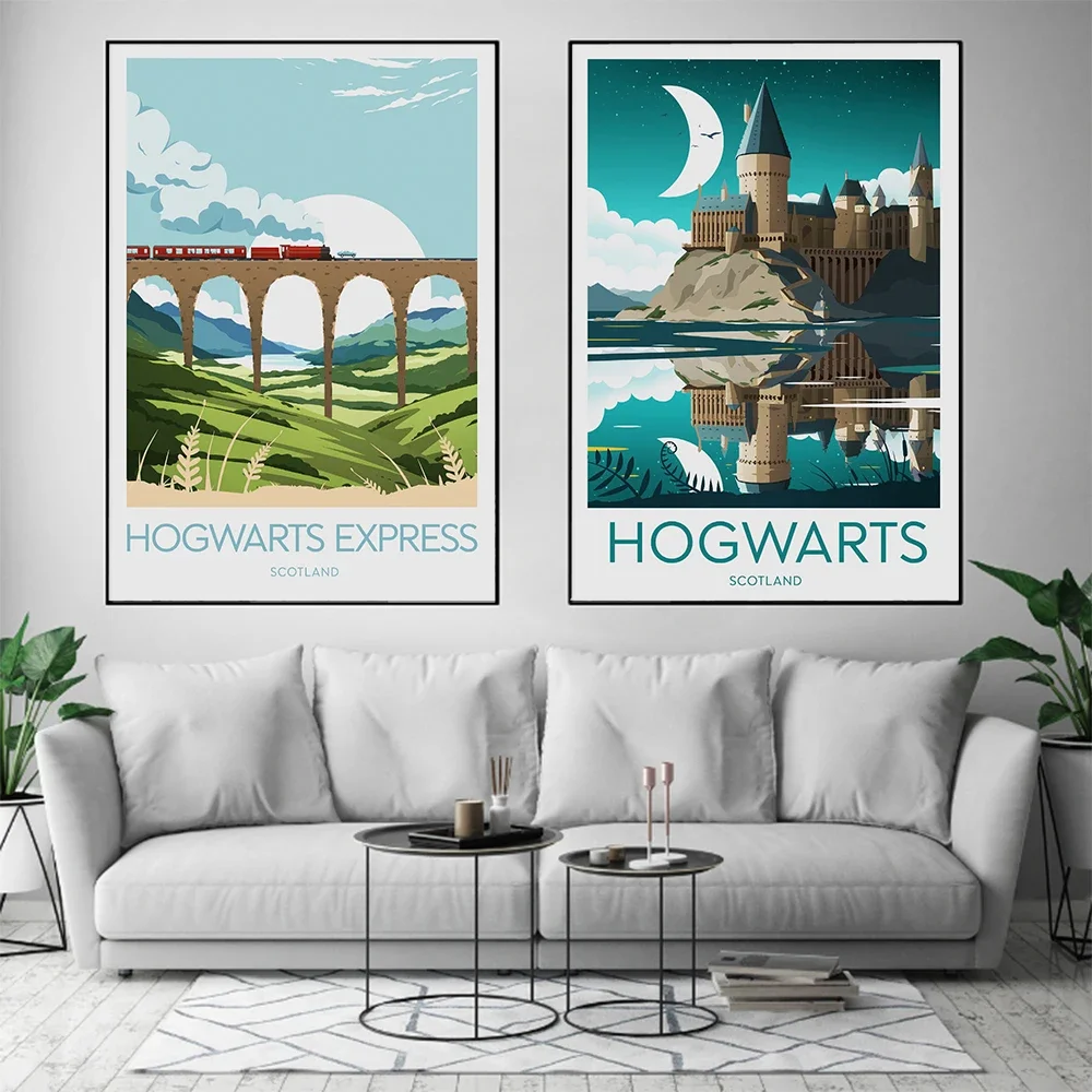 Film Aesthetics Wall Art Hogwarts Castle Sun HD Oil on Canvas Posters and Prints Home Bedroom Living Room Decoration Gifts