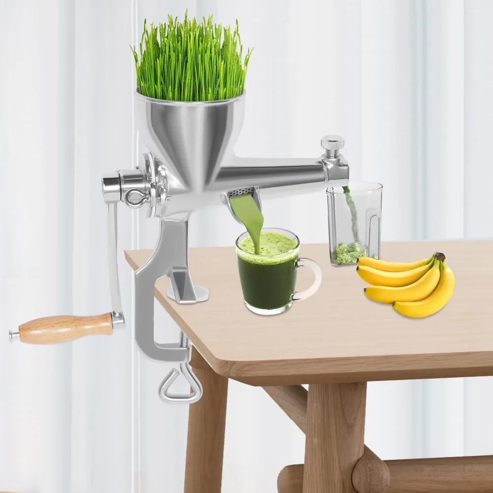 

Manual Wheatgrass Juicer, Stainless Steel Manual Wheatgrass Juicer Juice Extractor Tool for Fruits Apples Grapes Vegetable