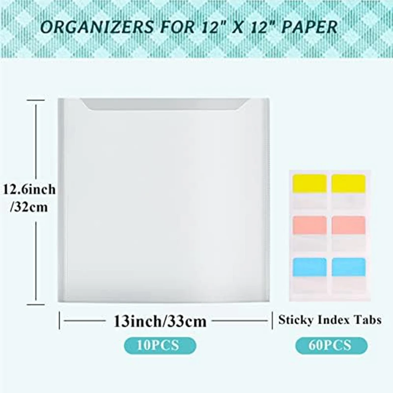 1 Set With 60 Sticky Index Tabs, 10 Pack Plastic Paper Storage Bag For Holding Paper File