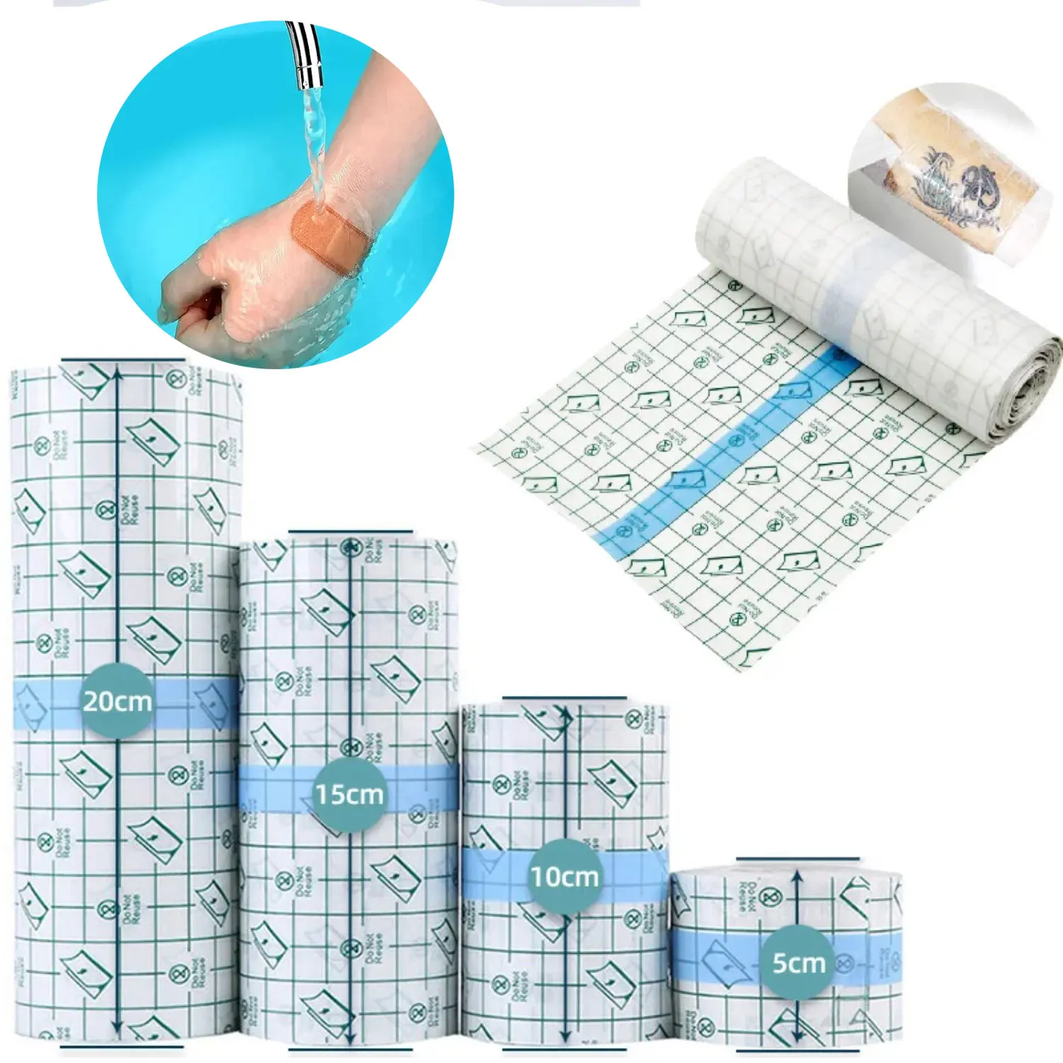 Tattoo Protective Bandage Skin Healing Transparent Waterproof Sticker Medical Breathable Tattoo Aftercare Repair PU Film Tape