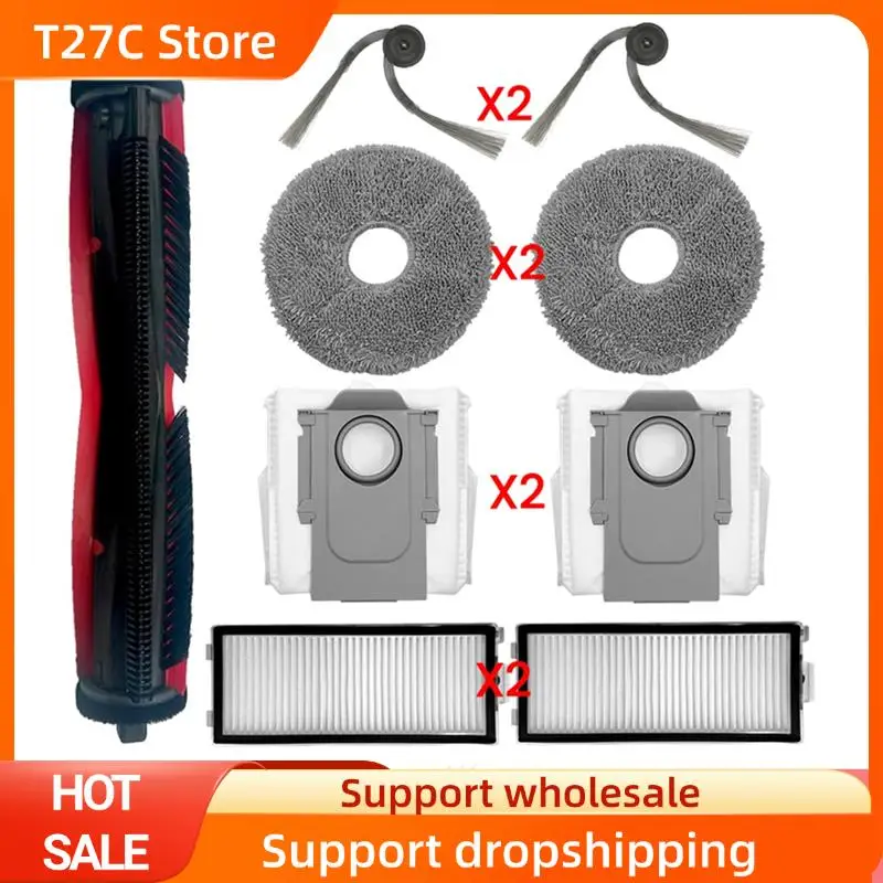 T27C 9PCS Vervangende Onderdelen Voor Roborock Saros Z70/G30 Ruimte Vacuüm Bijlagen Roller Zijborstel Stofzak Filters Mop Pads