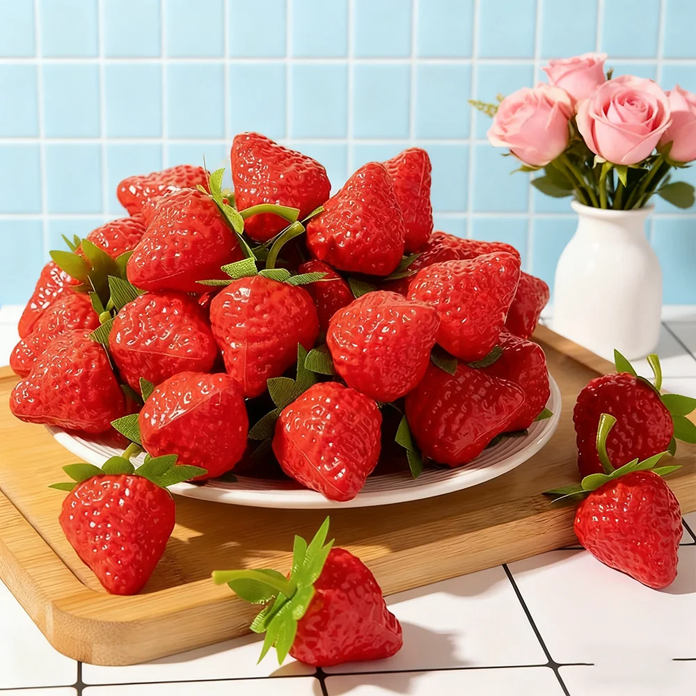30/50 قطعة الفراولة الاصطناعية الفاكهة وهمية للمنزل ديكور الحفلات التصوير الدعامة عطلة عيد الهالوين الاحتفال
