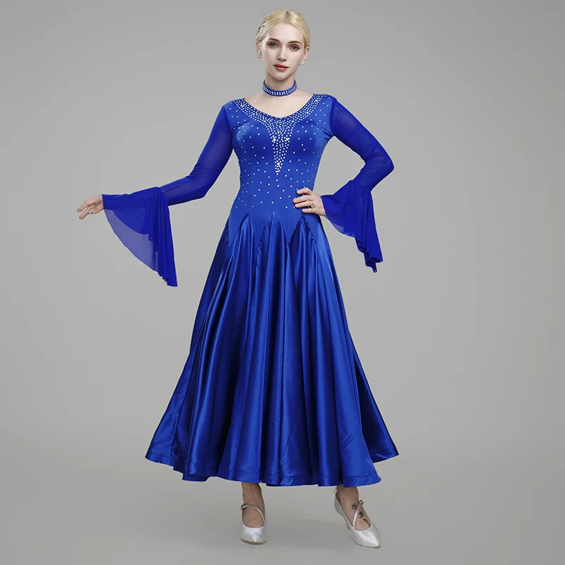 فستان مسابقة الرقص الحديث الجديد الفالس قاعة الرقص ممارسة اللباس مجموعة الرقص فستان كبير سوينغ