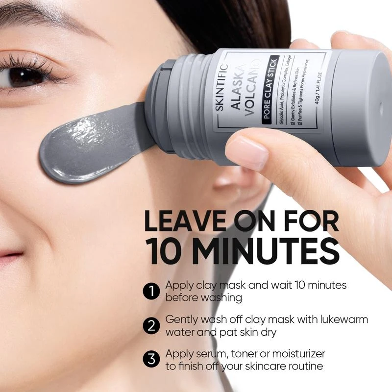 

SKINTIFIC Alaska Volcano Pore Clay Stick Deep Cleansing Mask Blackhead Remover Oil Control Exfoliating Natural Clay Facial Skin