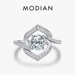 MODIAN 925 Sterling Silver Luxury Sparkling Simulated Diamond Rings For Women Wedding Engagement Statement Band Fine Jewelry