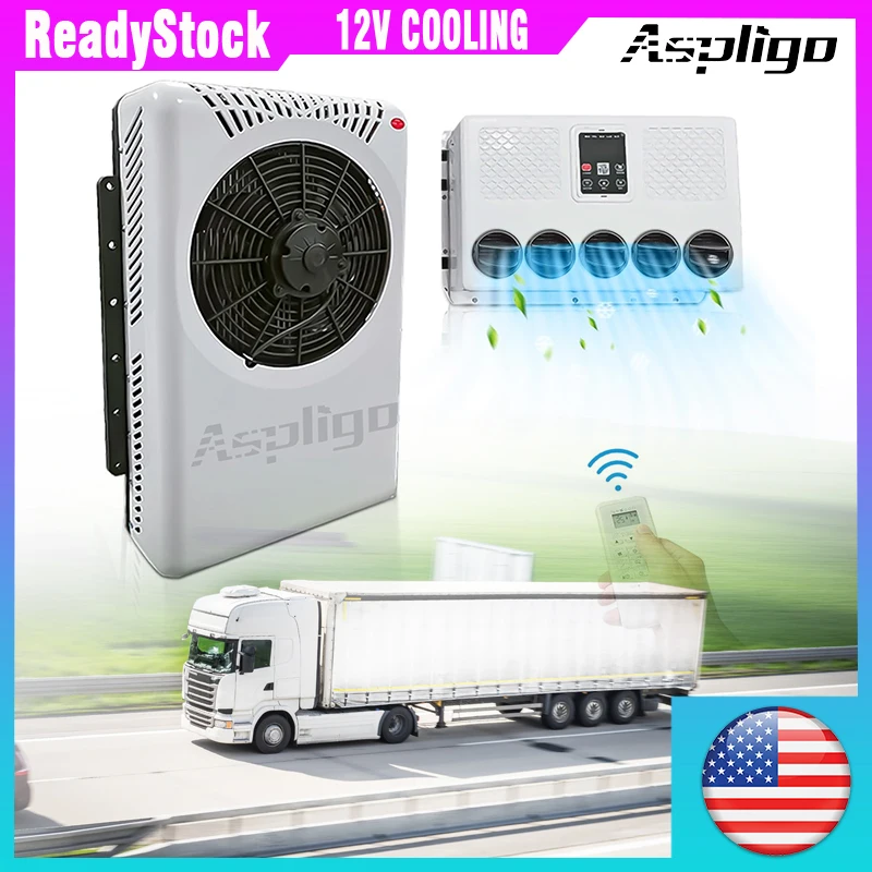 Aspligo 12/24V New Energy Car Split Air Conditioning Shipping From US Warehouse Parking Air Conditioner For Truck Camper RV Boat