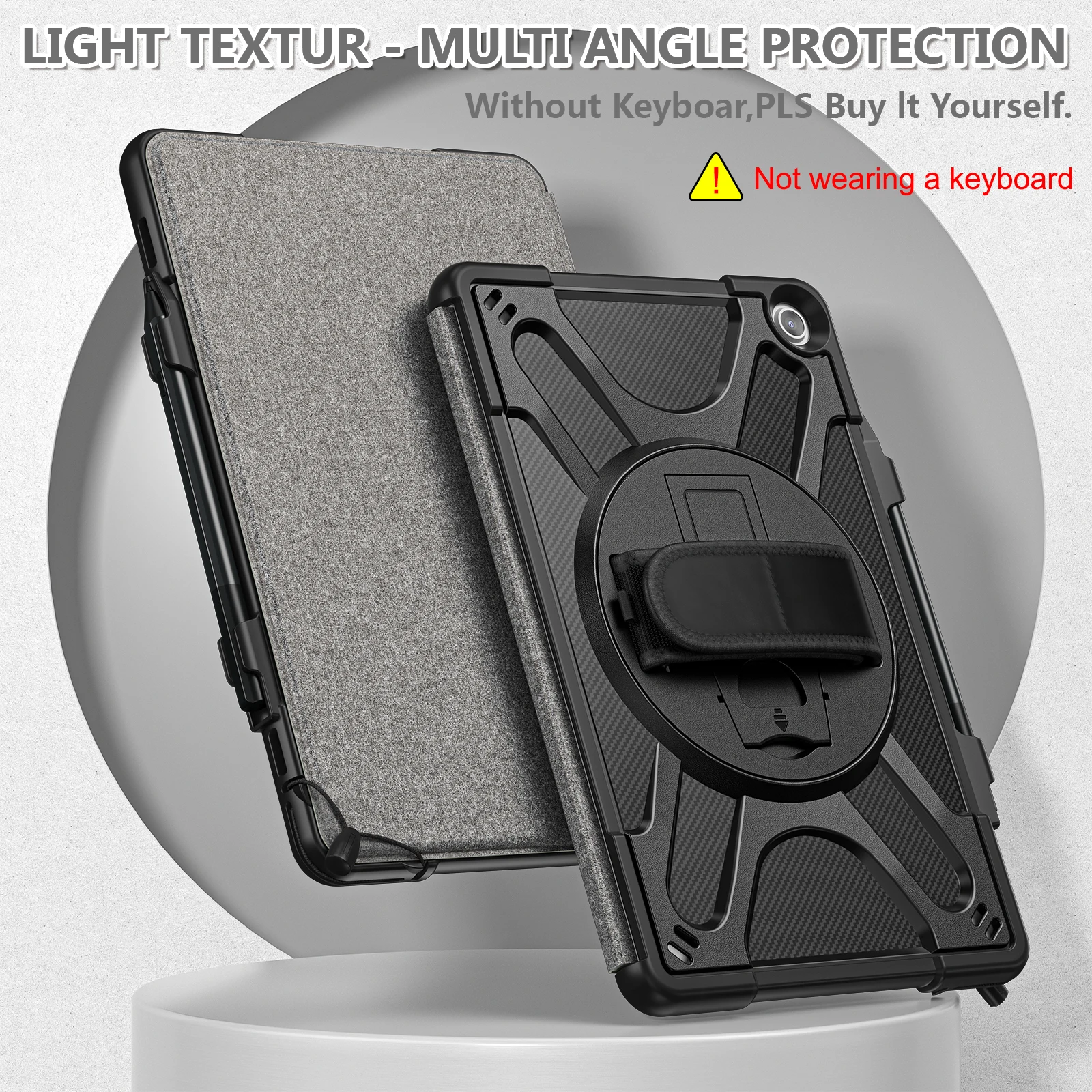 Heavy Duty Hybrid Case For Amazon Fire Max 11 2023 (13th Gen) Protect Cover 360 Rotating With 360 Rotating Adjustable Hand Strap