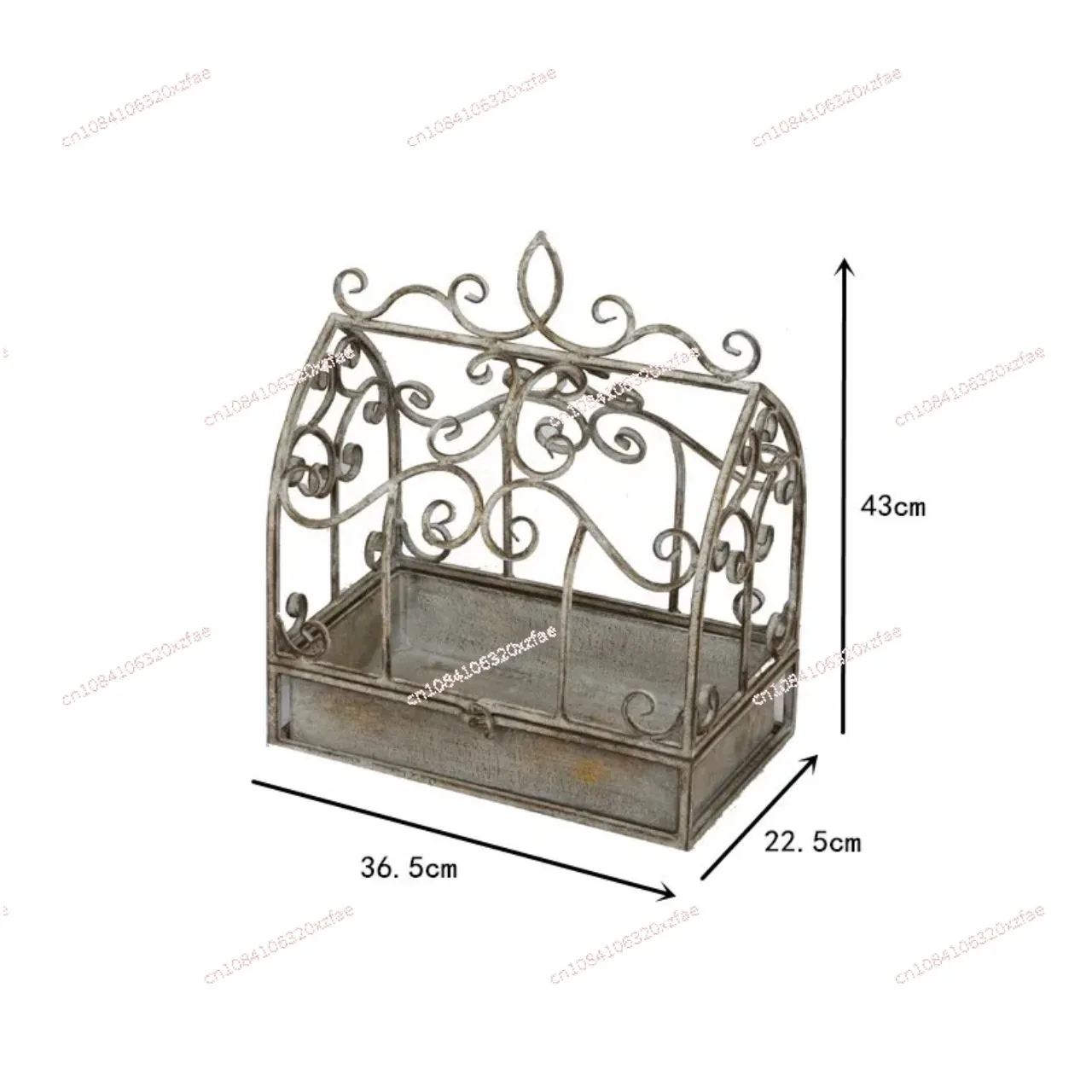 Courtyard Balcony, Green Plant, Flower Room Bracket American Style Retro Outdoor Rust Proof Iron Birdcage Tray, Flower Rack