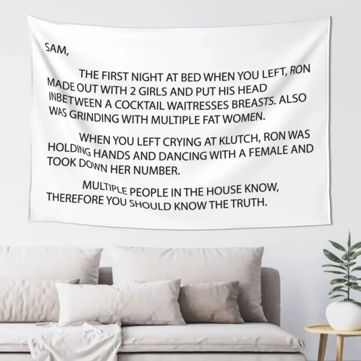 anonymous letter to sam Tapestry Wall Art Decoration Aesthetic Aesthetic Decoration House Decoration Tapestry