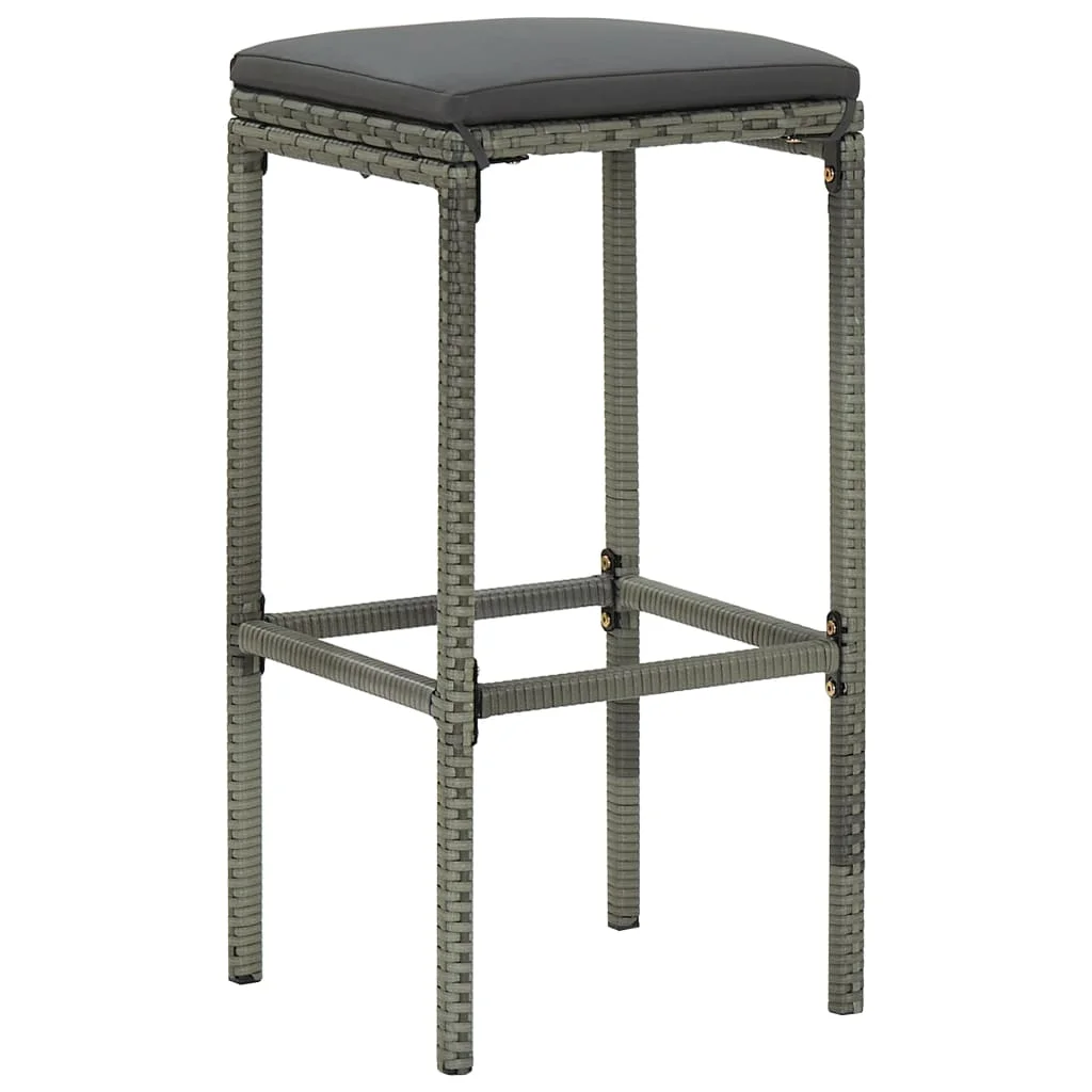 Bar Stool Chair Counter Stools Set of 4 Kitchen Decor for Counter with Cushions 4 pcs Gray Poly Rattan