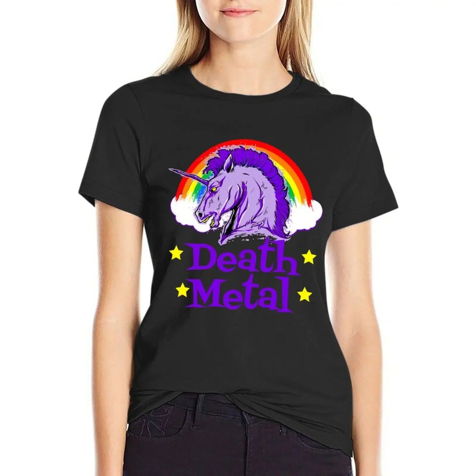 

Unicorn Death Metal T-Shirt Aesthetic clothing kawaii clothes summer clothes plus size tops t shirts for Women loose fit