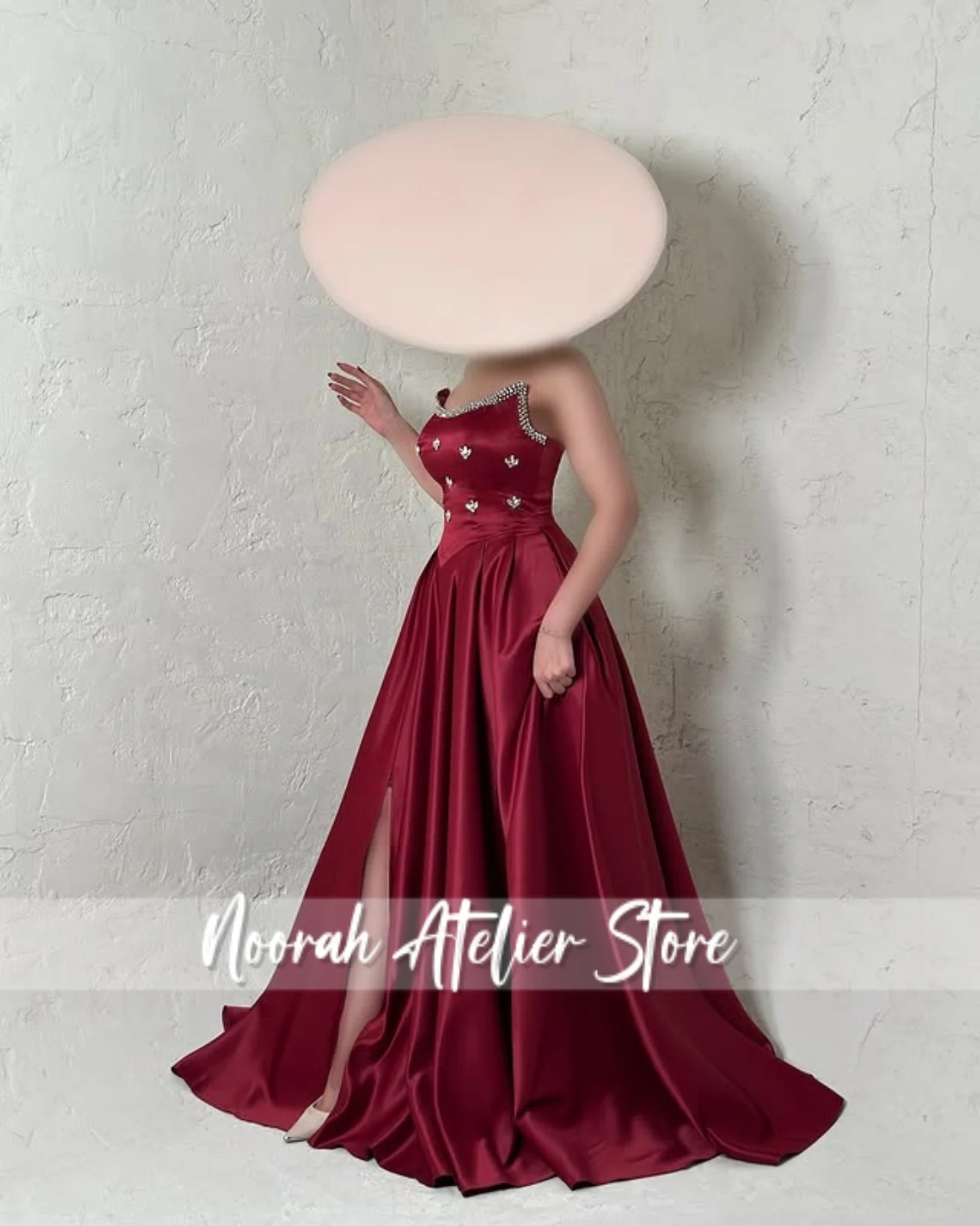 Bebé Rosa sin tirantes con cuentas de lujo de alta calidad vestidos de noche para mujer 2025 hendidura Aline vestido de fiesta largo de boda personalizado