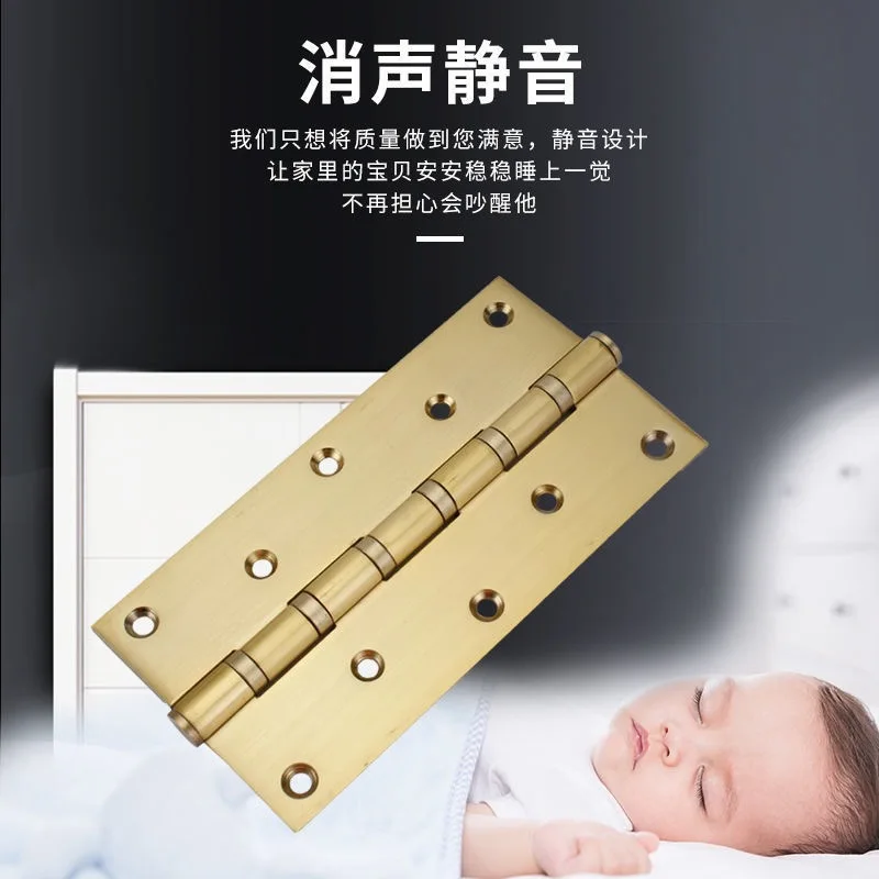 Thickened silent hinge, flat open stainless steel heavy-duty 8-inch bearing wooden door hinge, metal door hardware