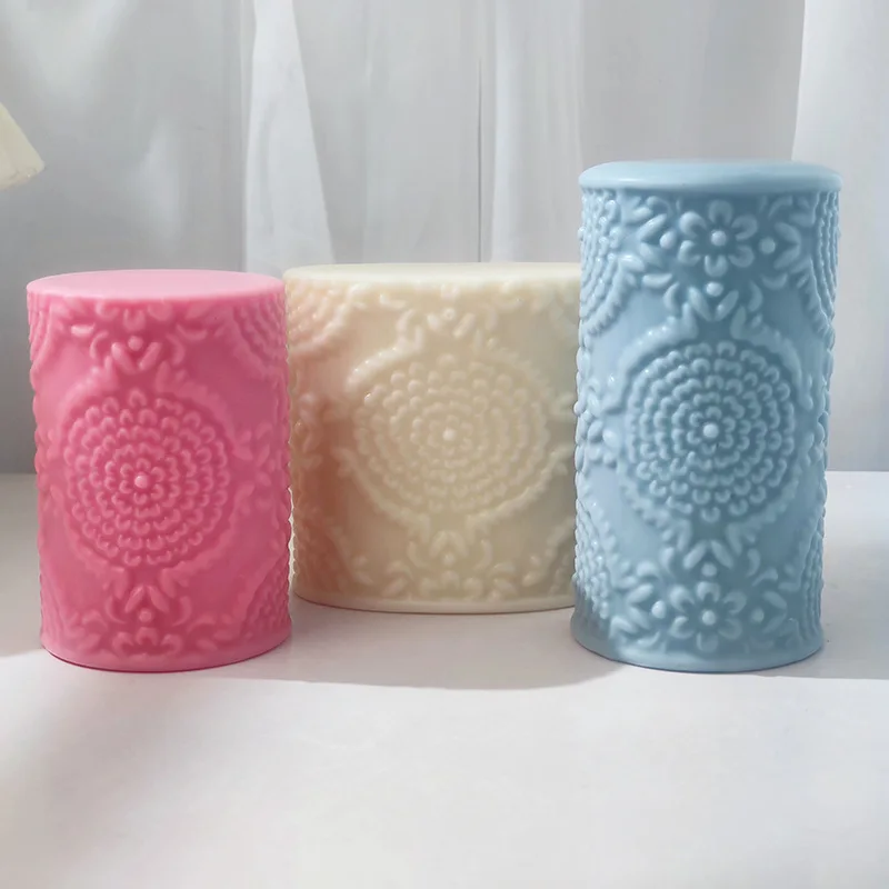 

Carved Pattern Column Candle Soap Silicone Molds 3D Aromatherapy Classic Palace Style Art Ornaments Mould