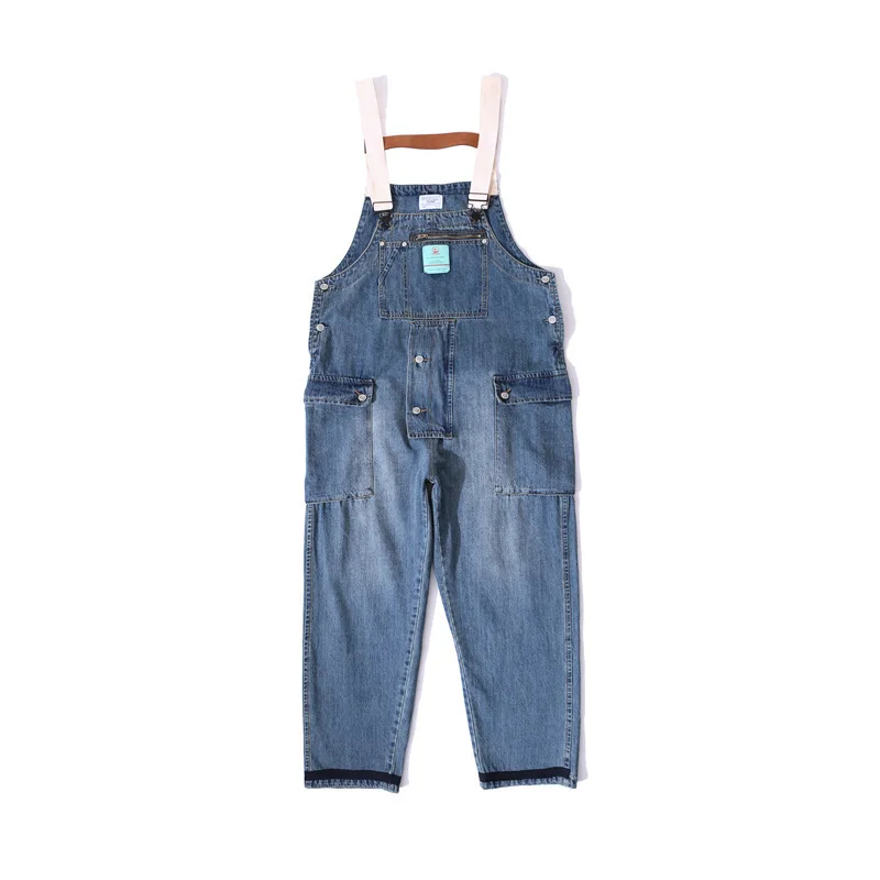 Uomo Nuova Salopette Jeans Tute alla caviglia Pantaloni cargo Tasche One Piece Vita alta Streetwear Denim impiombato lavato solido