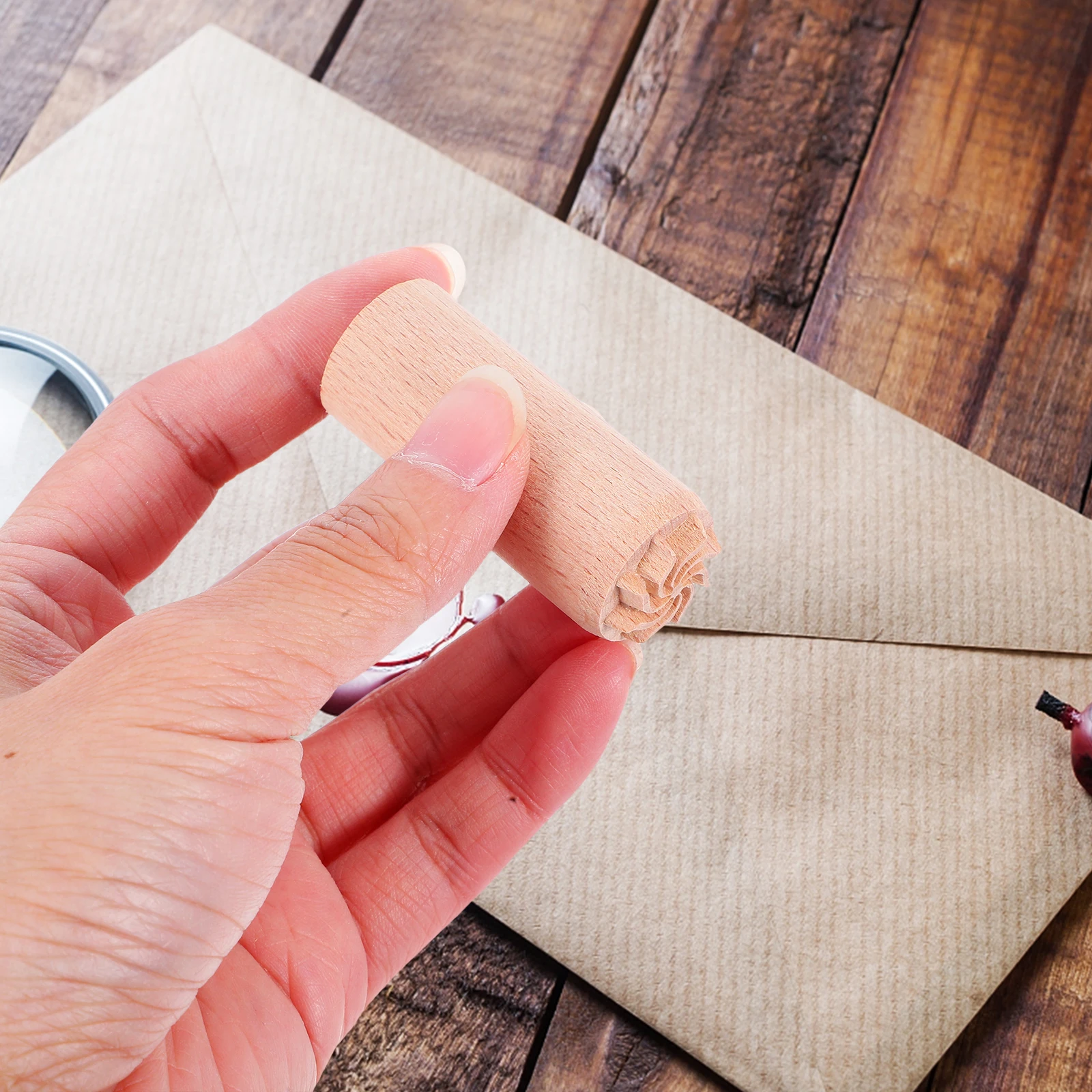 

Wood Pottery Stamps Natural Wood Handmade Durable Clay Decorative Stamp for DIY Craft Accessories Printing Blocks