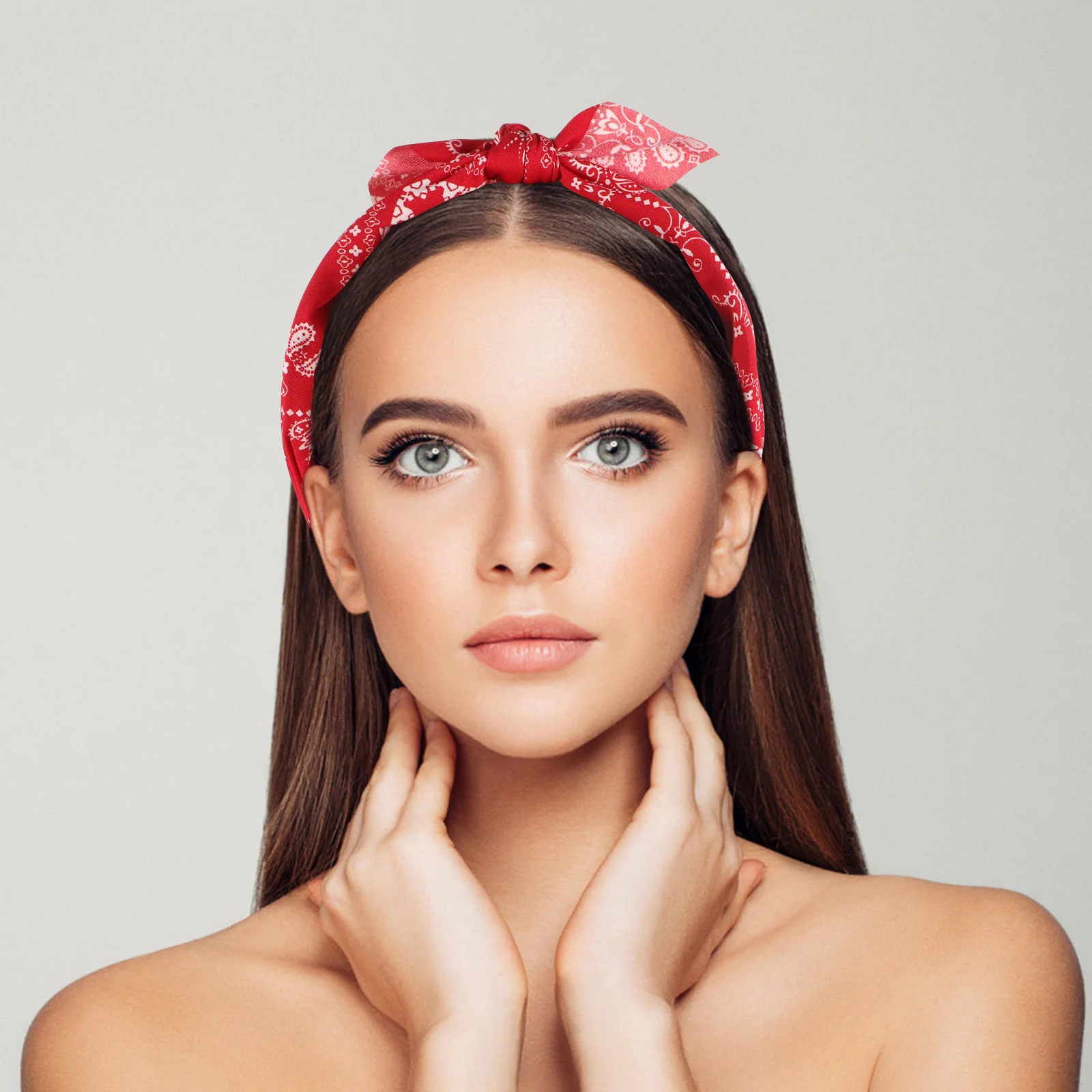 4 قطعة عصابات رأس زهرة خمر للنساء لينة مطاطا معقود إكسسوارات الشعر ريترو باندانا عقال رباط شعر أنيق للجميع #5