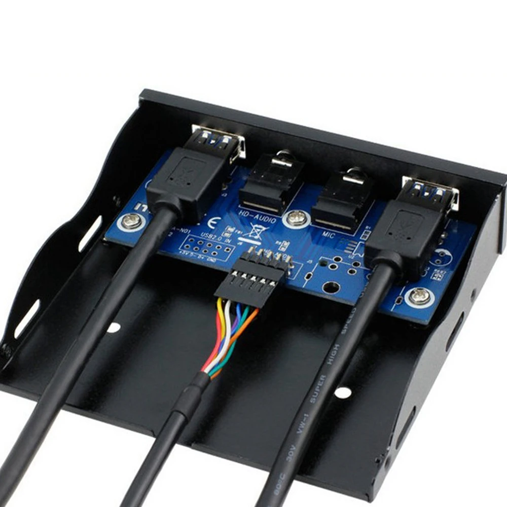 Hub USB 3.0 a 4 porte Staffa per pannello frontale per PC da 20 pin Audio HD Connettore MIC per auricolare da 3,5 mm per disco floppy da 3,5 pollici desktop