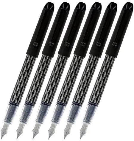 

Disposable Fountain Pens with Black Ink, Pack of 6 - Smooth Writing for School & Office