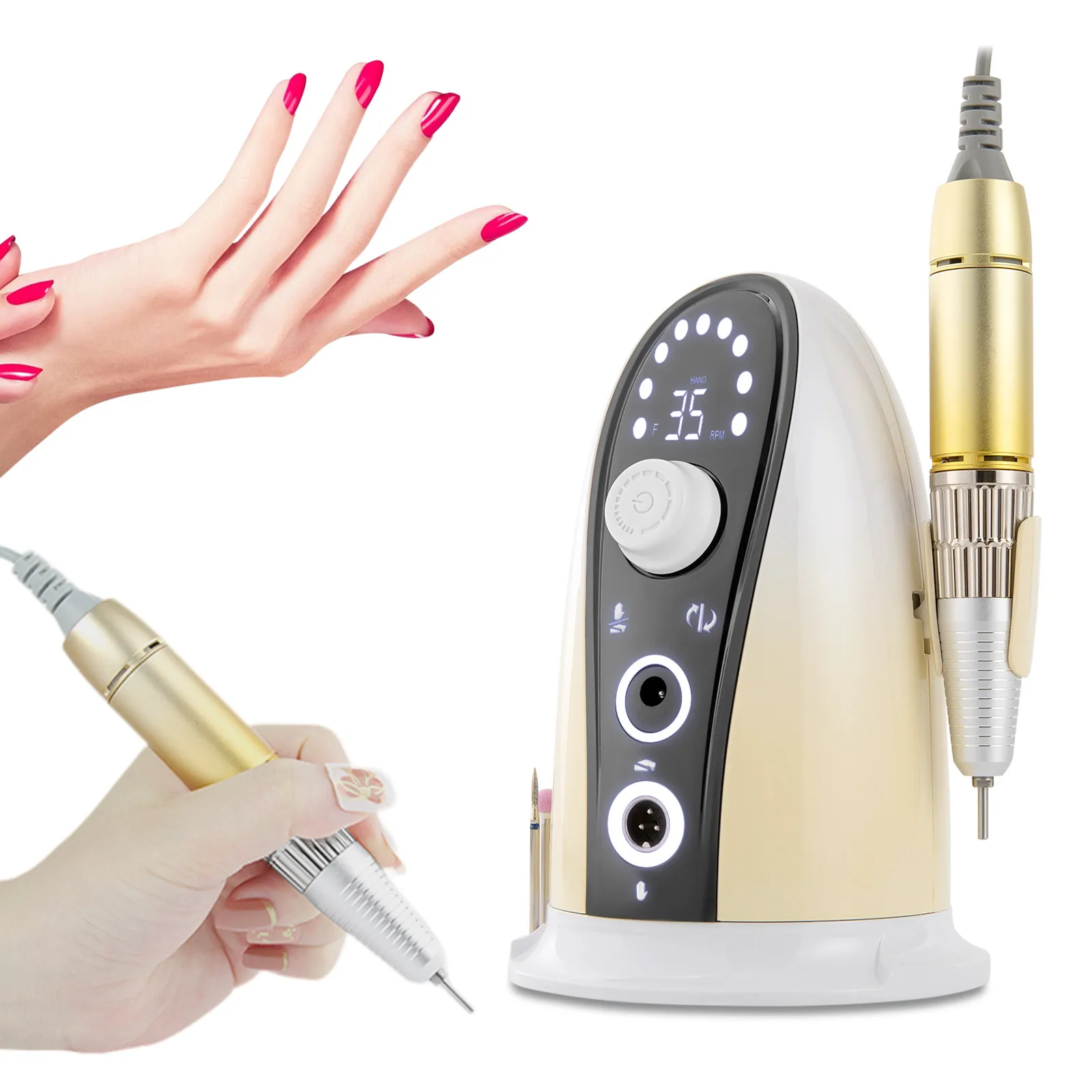 Trapano elettrico per unghie, lima per unghie con supporto per manipolo, strumento per lucidare manicure e pedicure per saloni di bellezza