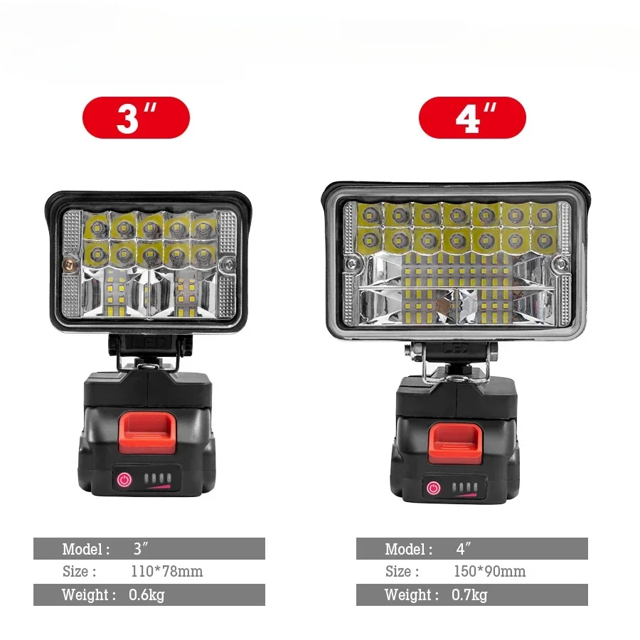 Imagem -02 - Luz Led Portátil para Bateria Makita Holofotes Portáteis sem Fio Trabalho ao ar Livre Pesca Ferramenta de Emergência com Usb em 4in