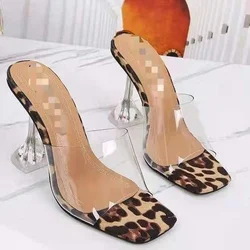 Fashion PVC Women Sandals Summer Open Toed High Heels Women Transparent Heel Sandals Slippers Woman Party Shoes Discount Pumps