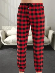 Men's Plaid Sleeping Pants Fashion Loose Casual Home Plaid Drawstring Trousers