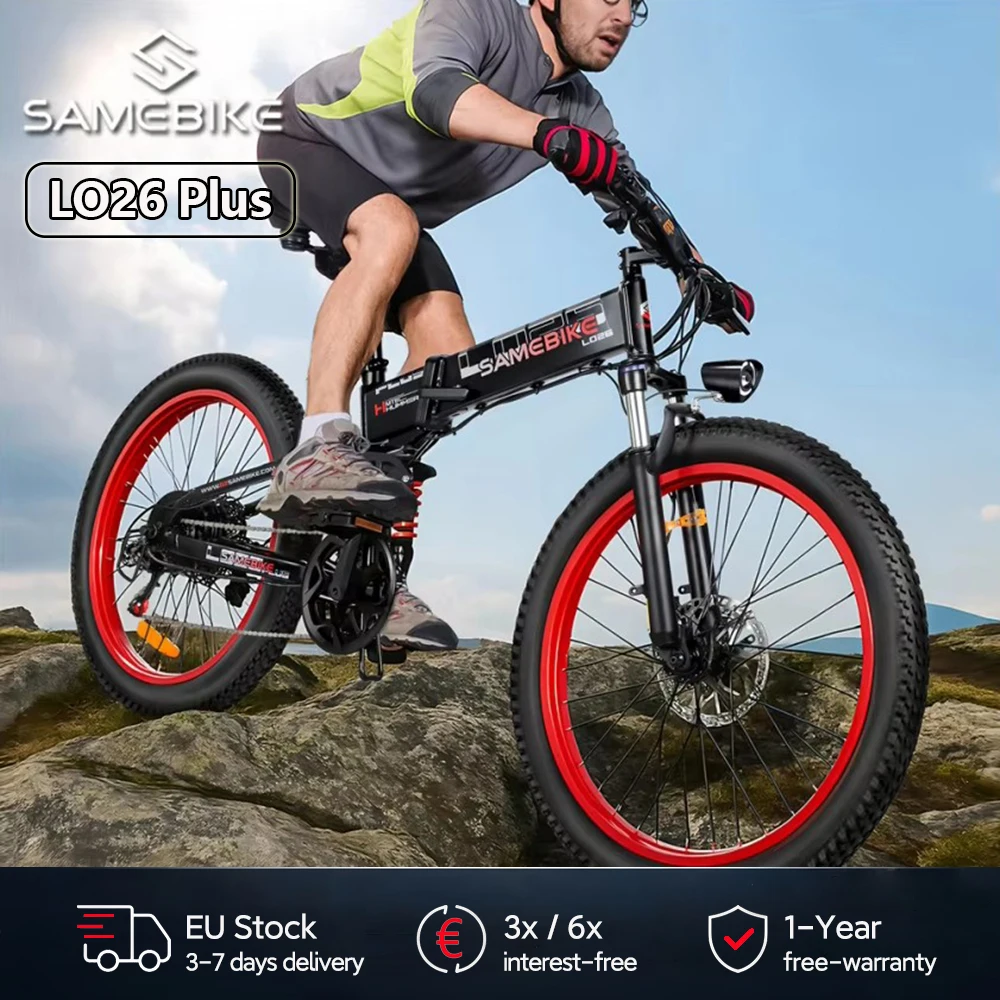 Samebike LO26Plus Faltbares Elektrofahrrad für Erwachsene, 26 Zoll Mountainbike mit 48V 15Ah Akku, 7-Gang, 25 km/h und Reichweite bis 100km