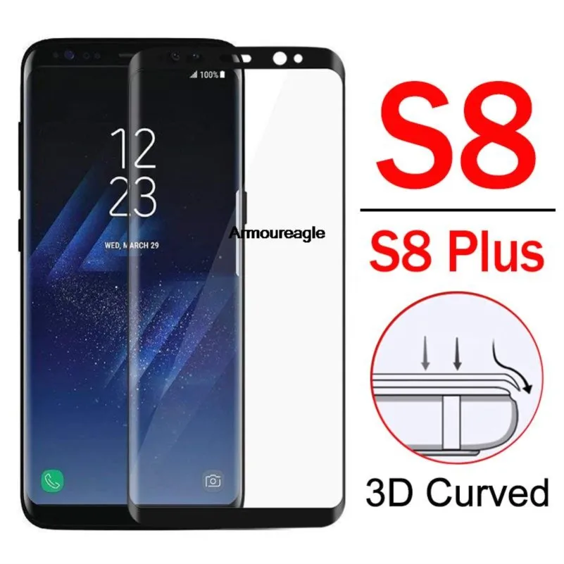 For Samsung S8 Glass Protective S 8 Plus S8Plus Screen Protector Tempered Glas on Galaxy 8S 8plus Sam Armor Sheet 3d Curved Film