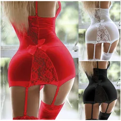 Plus Size S-3XL Sexy Lingerie Sleepwear Fashion Women Lace Nightie Gown Babydoll Bodycon giarrettiera Mesh Erotic Sex Nightwear