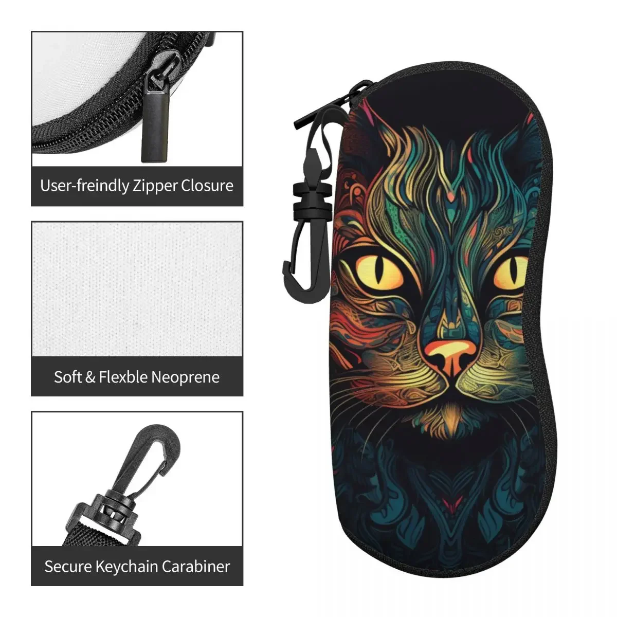 Magic Cat Glasses Case Cover animal Art Portable Sunglasses Pouch Men Women Travel Eyeglass Protector Trend Eyewear Bag