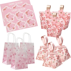 1Pack Cherry Blossom Candy Boxes Multi Type Cookie Bags Paper Cherry Sakura Stickers Wedding Birthday Gifts Packaging Supplies