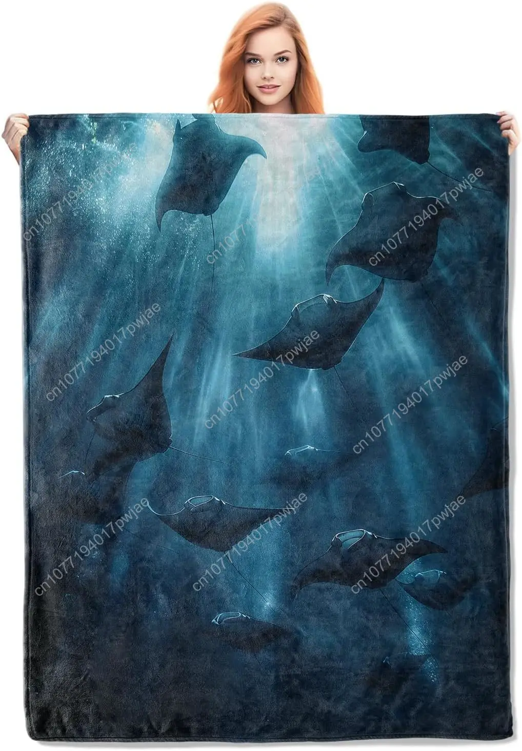 

Stingray Blanket Gifts for Adults Kids Warm Lightweight Cozy Plush Sea Ocean Fish Theme Throw Blankets Bedroom Custom blankets