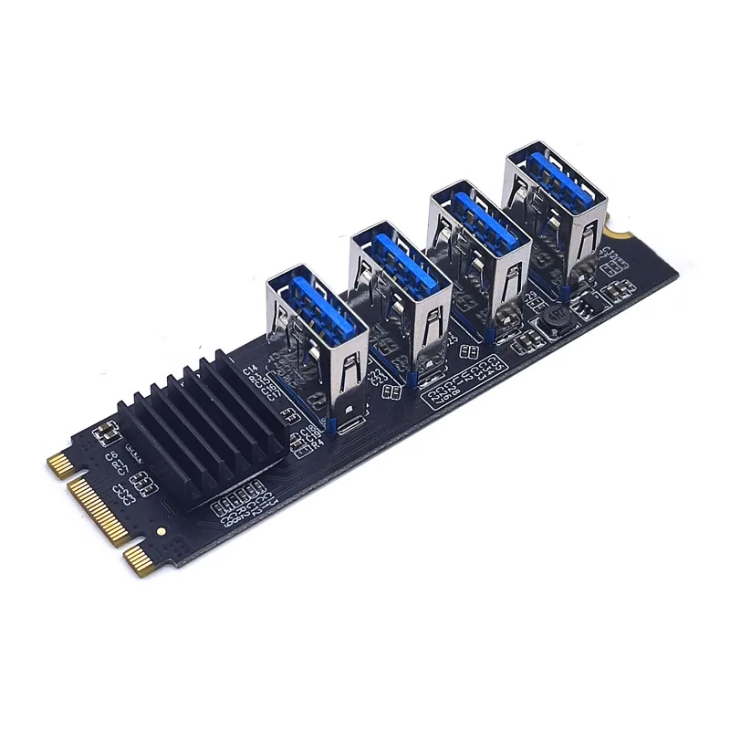 M.2 NVME KEY-M to 4-port PCI-E adapter card slot, one to four USB 3.0 graphics card expansion card