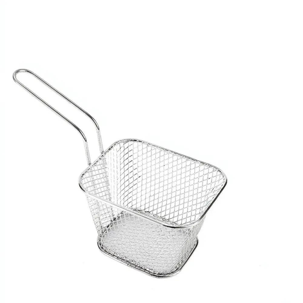 Creative Square Fried Snack Basket Rose Gold Metal Holder For French Fries Chicken Nuggets Restaurant Presentation