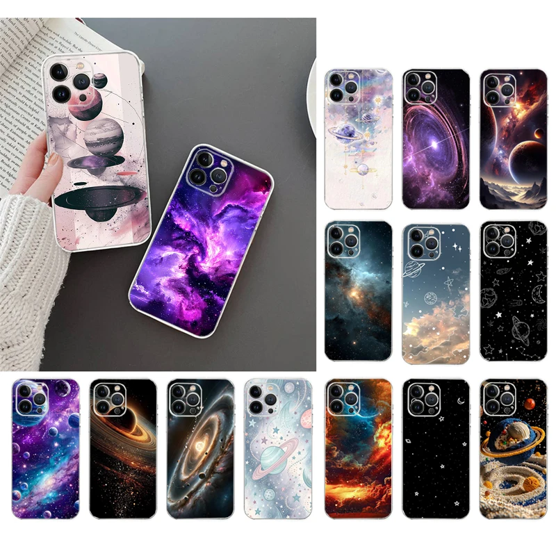 Universe Space Planet Telefoon Case Carcasa Funda Voor iPhone 17 Pro Max Air 16 15 14 13 Pro Max 15 16 Pro 15 Plus Case