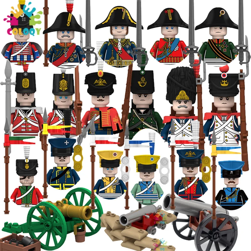 Napoleonic Wars Military Soldiers Building Blocks WW2 Mini Action Figures French British Fusilier Rifles Weapons Toys For Kids