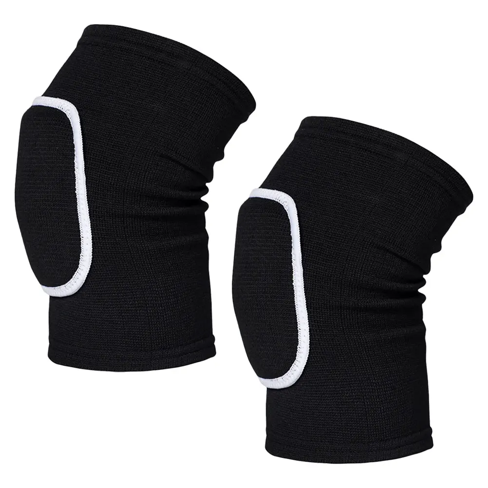 

1 Pair Thick Warm Knee Pads Black White Edge Universal Size Sports Volleyball Dance Yoga Protection Anti Collision
