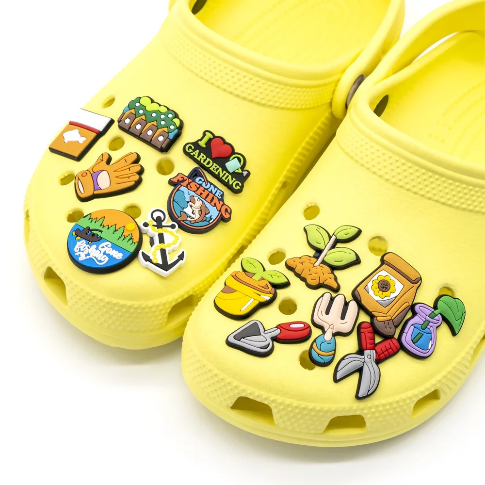 14Pcs Gardening Shoe Charms for Crocs, Clogs Bubble Slides Shoe Accessories DIY Shoe Decoration Wristband Bag Party Gifts