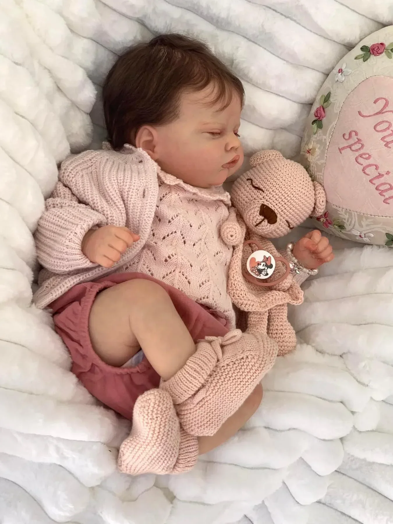 NPK 19 ''hecho a mano piel 3D pelo enraizado venas visibles Quinbee Reborn muñeca bebé recién nacido tamaño imagen Real