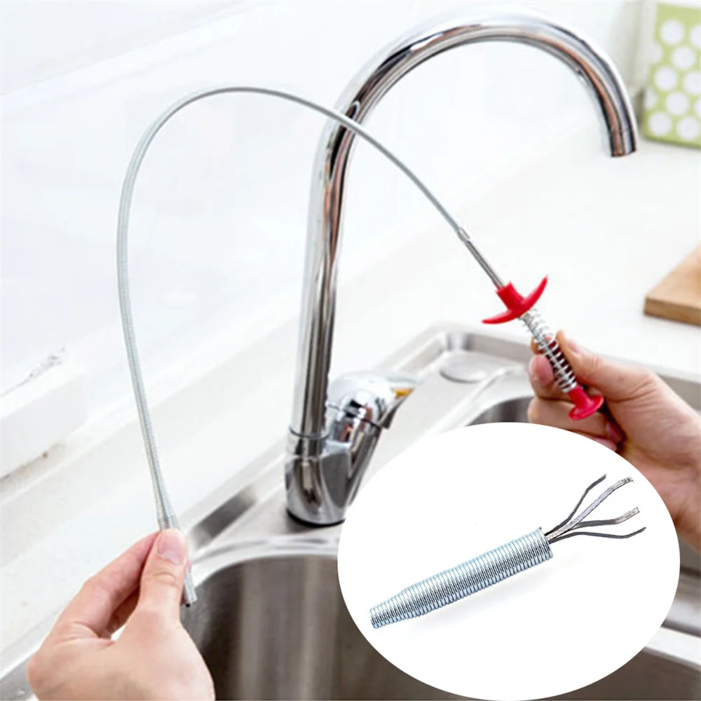 Pipe Dredging Tools Sink Cleaner Sewer Kitchen Drain Snake Spring Pipe Dredging Tool Unblocker Drain Clog Tube Hair Cleaner Hook