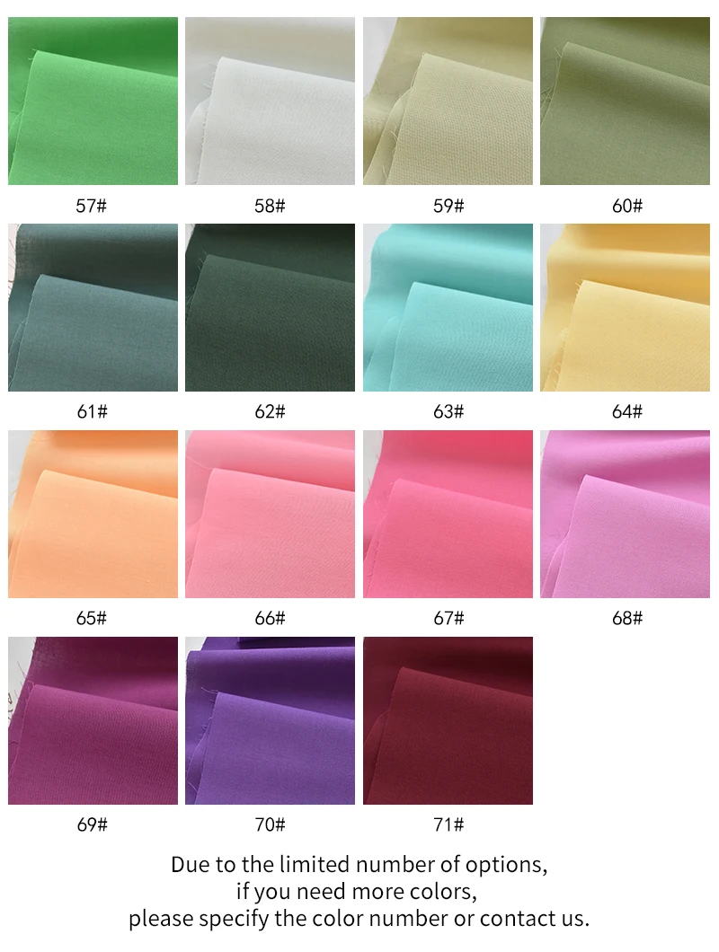 71 لونًا متوفرًا في المخزون قماش بطانة قطن خفيف عادي 100% نسيج فوال قطن قسط أقمشة قطنية نقية لملابس الأطفال