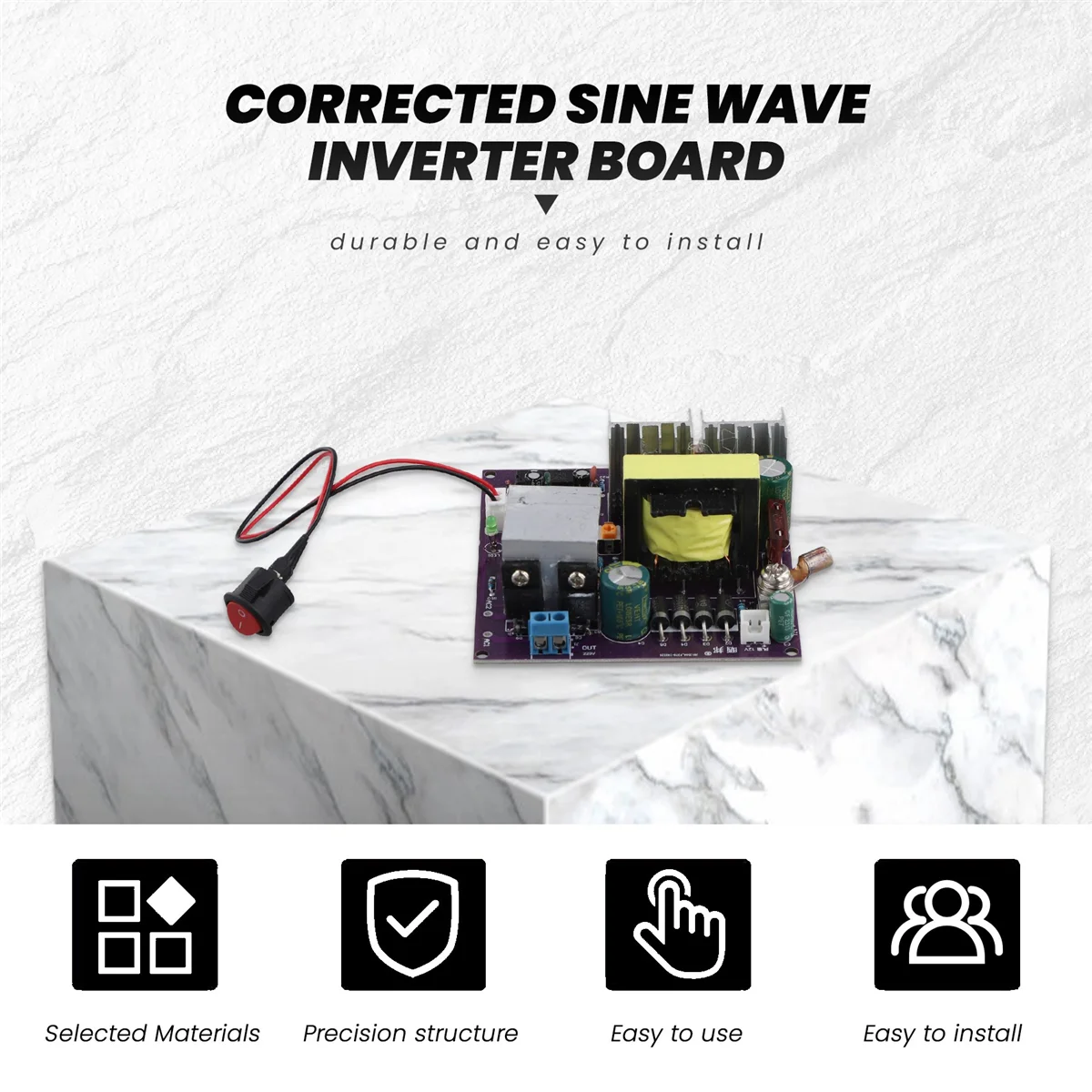 !أعلى بيع 300 واط تصحيح موجة جيبية لوحة محول التردد 50-60 هرتز DC-AC 12 فولت إلى 220 فولت تصعيد دفعة محول التيار الكهربائي