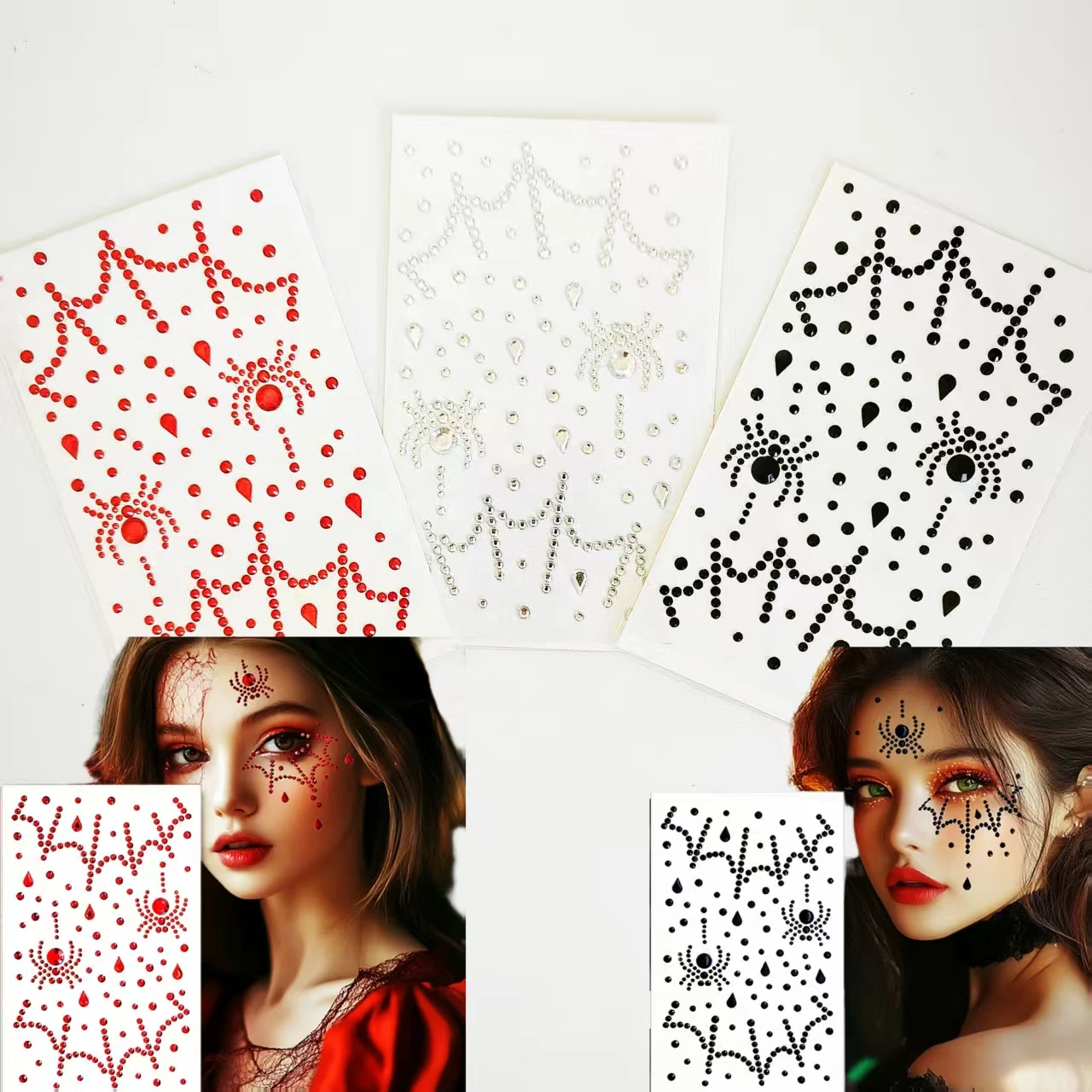 

Рождественский детский макияж, наклейки для лица, мультяшные акриловые наклейки ручной работы на лбу, бриллиантовые наклейки, красочный декоративный макияж