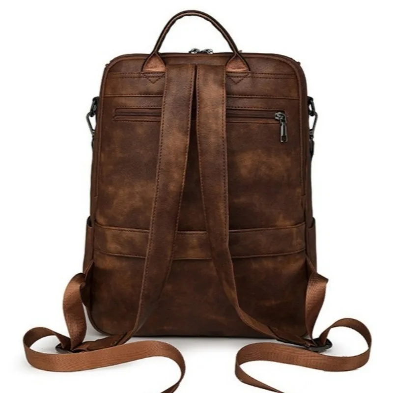 Winter Vintage Women Backpack Luxury Soft PU Rucksack Urban Commuter Daypack Students Schoolbags Large Outdoor Travel Backpack