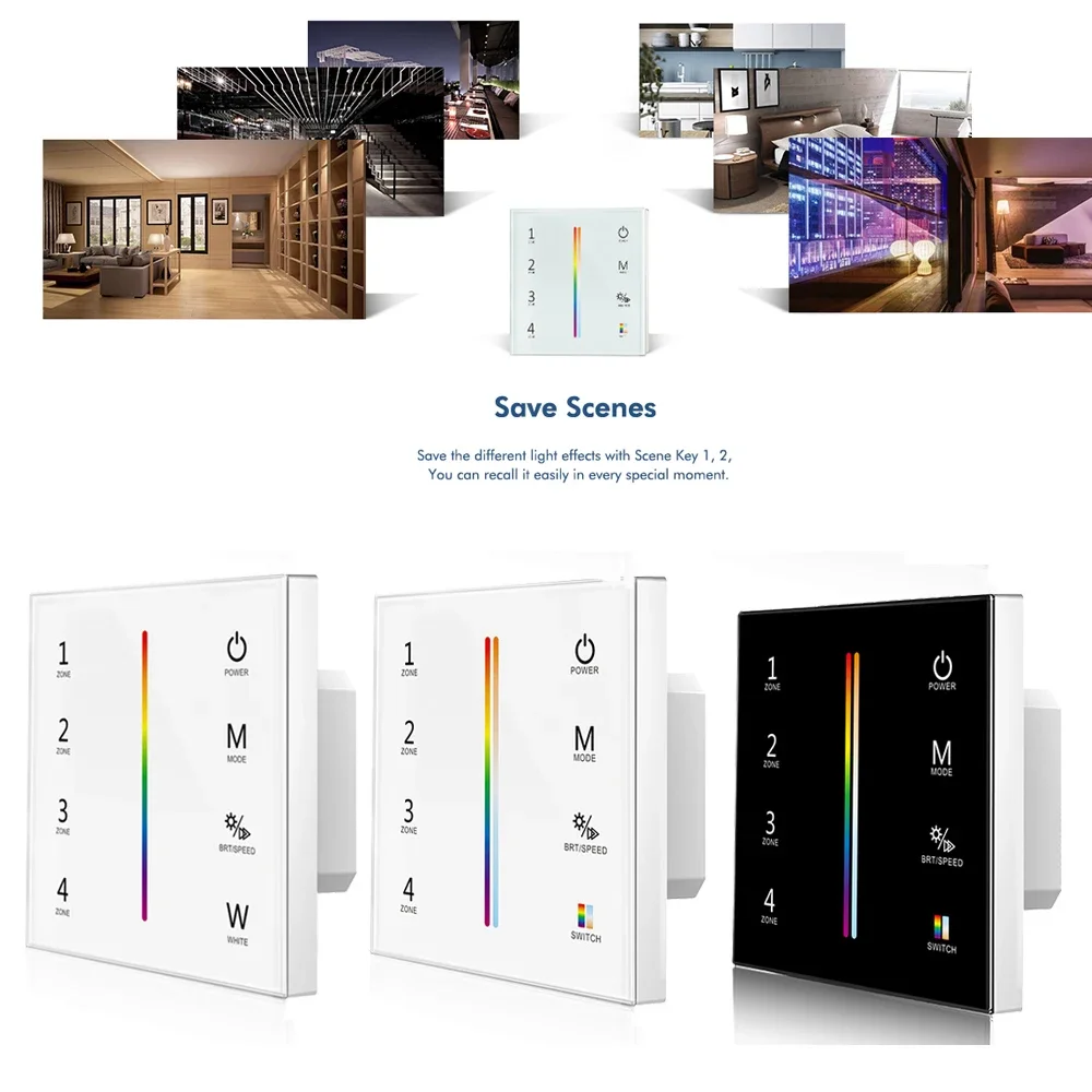 

Skydance 86 Type Wall Switch Touch Panel DMX512 Master RF Dimmer Single Color CCT RGB RGBW RGB+CCT LED Strip 2.4G Remote Switch